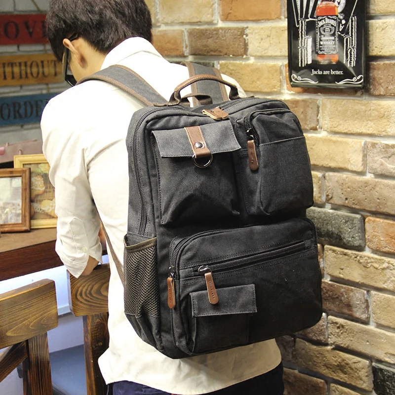 Tidog Korean men's leisure backpack male fashion canvas bag student bag