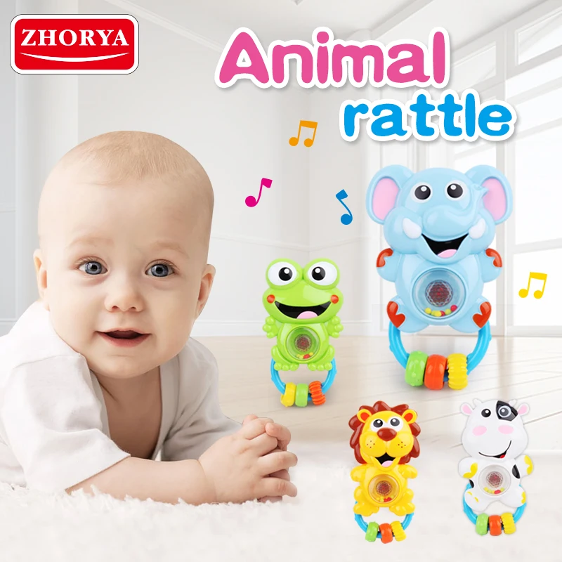 Zhorya Baby Rattles with Light and Music Cute Animal Rattle Baby Gadget