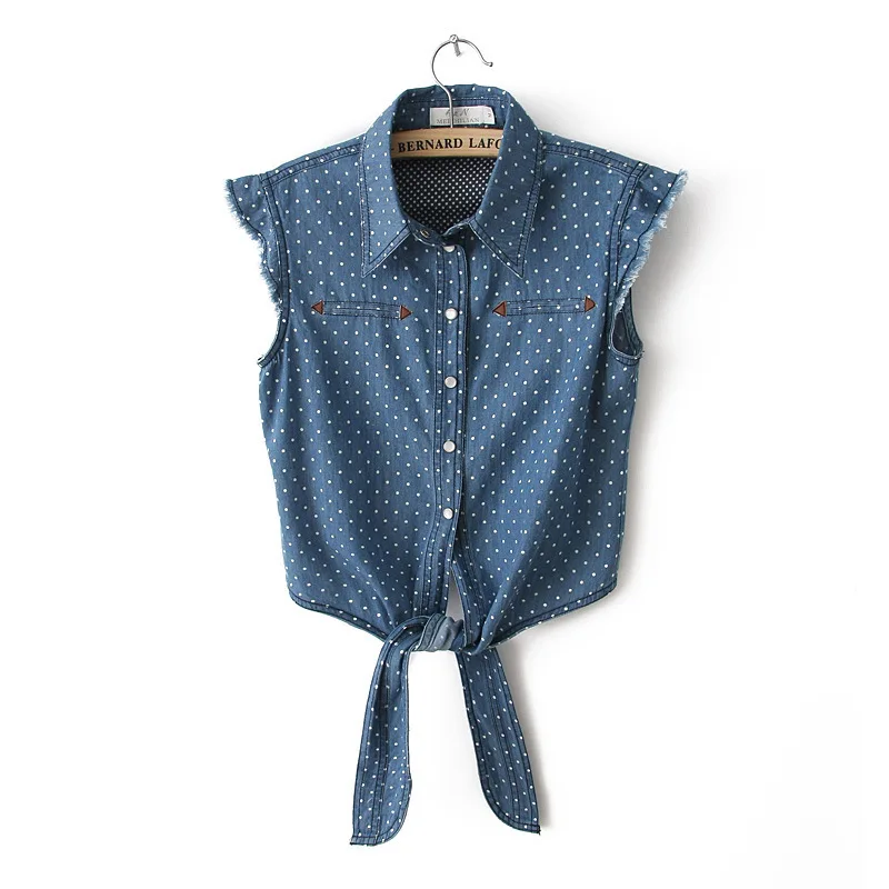 Fashion Polka Dot Crop Top Tie Up 