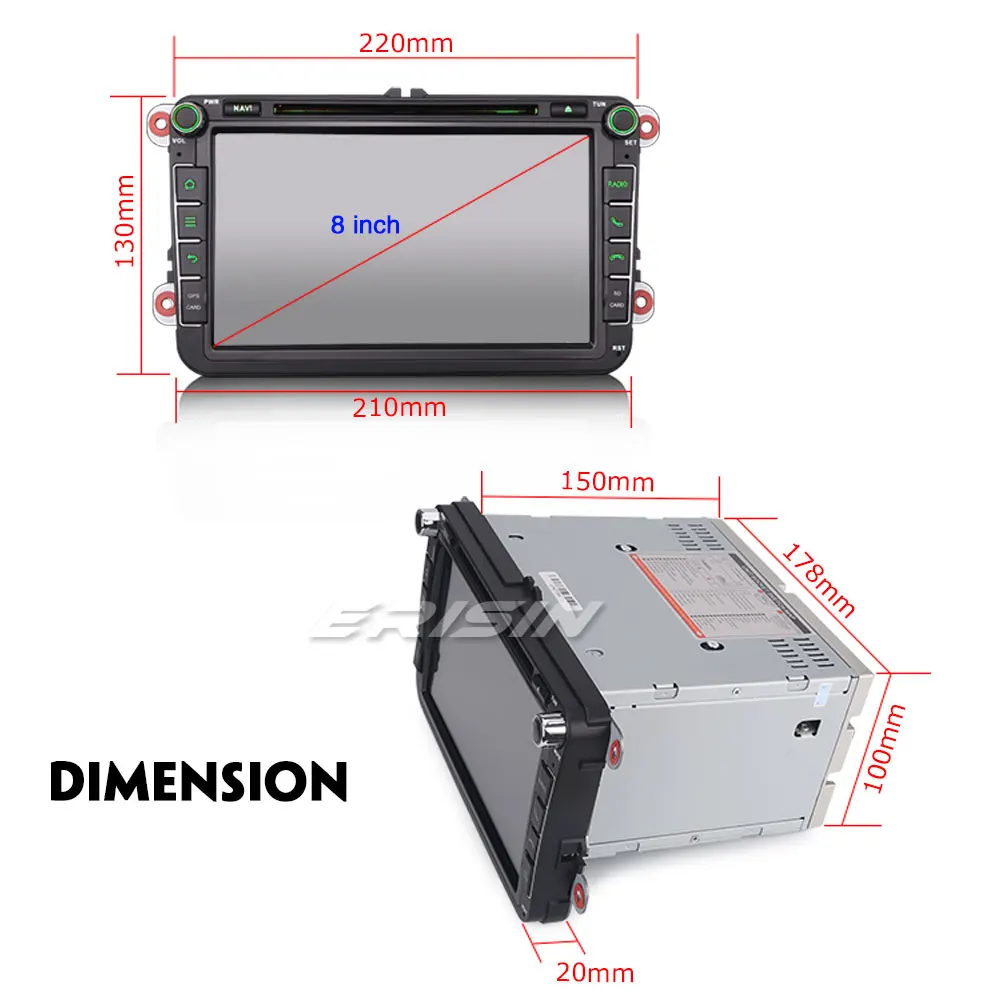 Discount Erisin ES8805V 8" Android 8.0 Octa core 4G RAM Car DVD GPS Radio DVR DAB+ DVD For VW Passat Golf Tiguan Eos Jetta Seat 5 Discount Erisin ES8805V 8" Android 8.0 Octa core 4G RAM Car DVD GPS Radio DVR DAB+ DVD For VW Passat Golf Tiguan Eos Jetta Seat 5