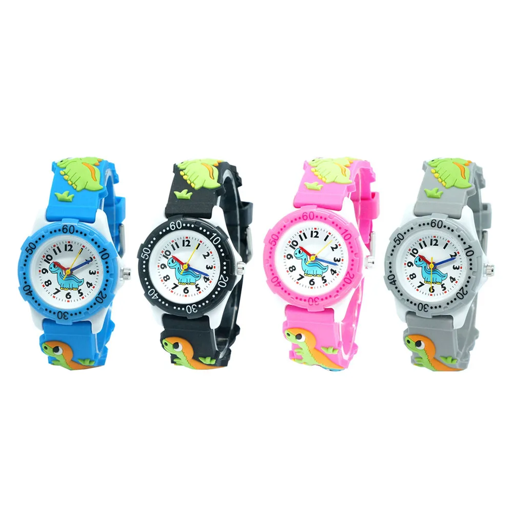 3D Dinosaur Cartoon Silicone Strap Watch For Kids Boys Girls Quartz Watch Children's Watches
