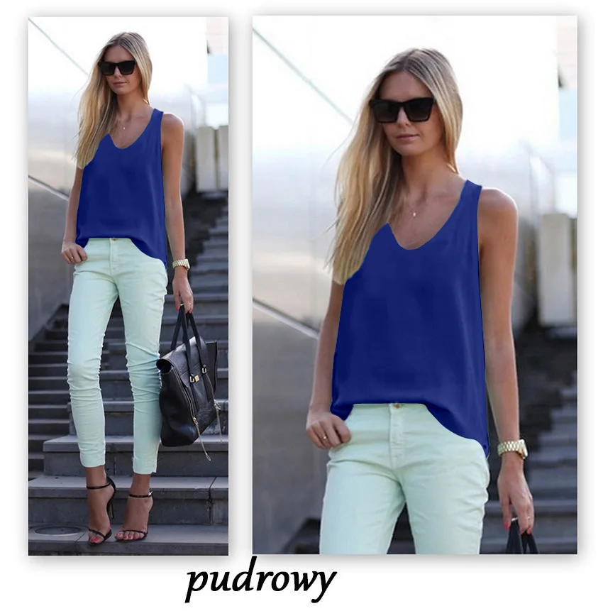 

QA309 hot sale casual tops shirts sleeveless chiffon blouse women off shoulder summer shirt cool tank