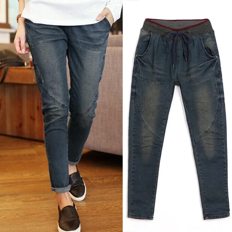 Skinny Women's Jeans for Woman Thick Velvet 2018 Winter Warm High Waist Stretch Denim Harem Pants Plus Size | Женская одежда