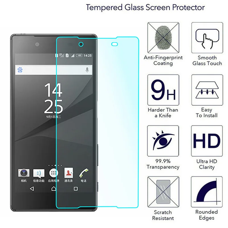 

Screen Protector Tempered Glass For Sony Xperia Z5 Z5 Plus Z2 Ultra Z1 Z3 Z3 Mini T2 XZ1 XZ M4 Aqua 9H HD Protective Glass Film