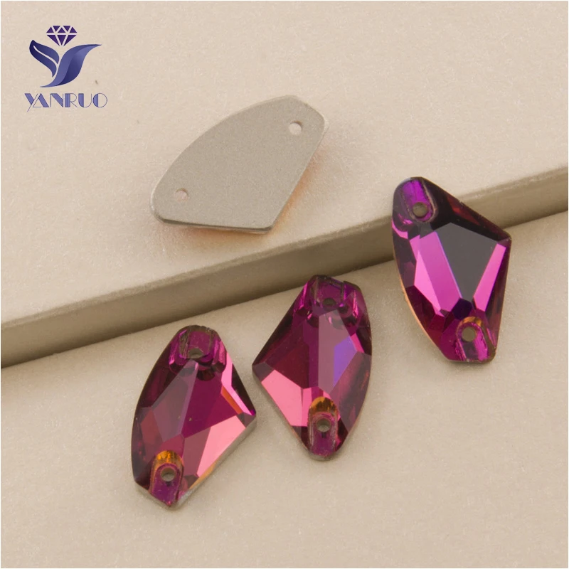

YANRUO 3256 All Sizes Fuchsia Galactic Sew On Strass Glitter Diamond Flatback Crystal Glass Stones For Dress