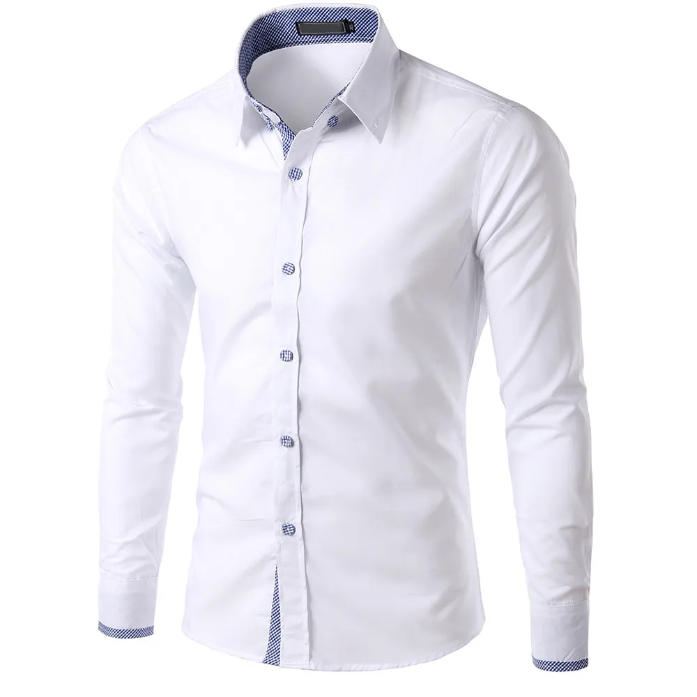 Рубашка Chemise Homme, с длинным рукавом, на пуговицах, лето, осень, мужская повседневная одежда, облегающая, на каждый день, для мужчин, s, модные футболки, однотонный, хлопок, для пляжа C - Цвет: E