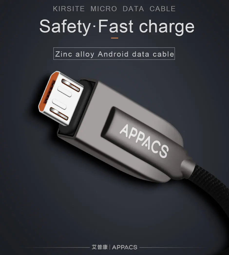 Кабель Micro USB APPACS 2.4A для быстрой зарядки мобильного телефона, usb-кабель для зарядки 1,2 м, кабель для синхронизации данных для samsung HTC LG Sony Android