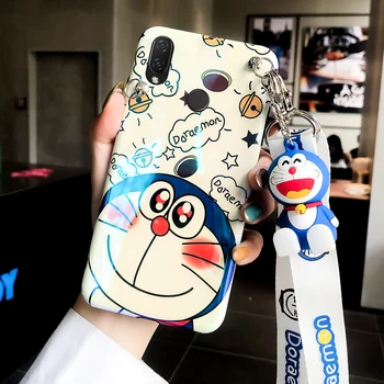 

nova5pro /nova5 3D Doraemon back case for huawei nova 2s 3I cartoon cat shell cute holder cover +long strap for huawei nova4