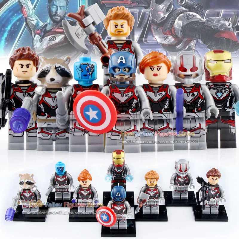 

DR.TONG Single Sales Avengers 4 Endgame Thanos Thor Rocket Raccoon War Machine Black Widow Nebula Building Blocks Toys X0233