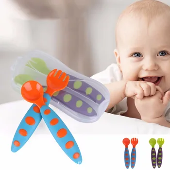 

2Pcs Baby Spoon Fork Set Children Utensil Safety Tableware Feeding Flatware Gift