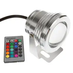 10 шт. открытый RGB подводный светодиодный свет потока фары лампы 10 Вт DV12V + 24Key ИК-пульт для бассейна рыбы в аквариуме