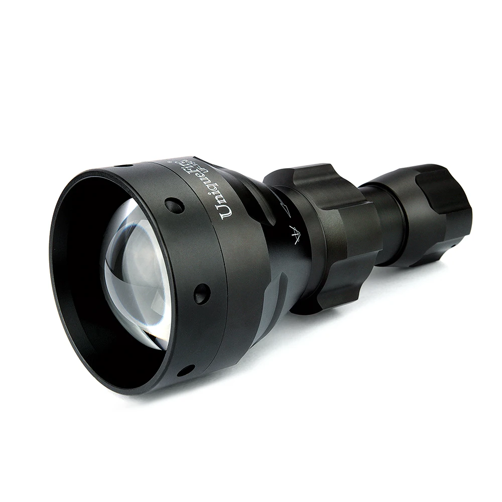 Uniquefire 1504 Zoomable LED Flashlight 67mm Convex Lens Torch 3 Modes