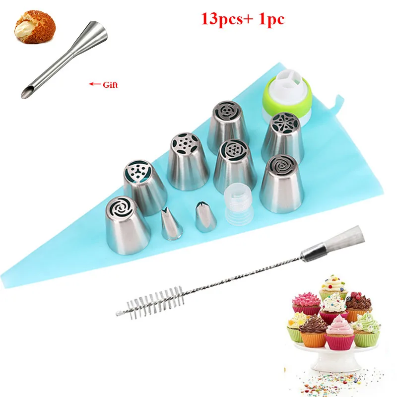 

13pcs Pastry Nozzles Coupler Icing Piping Tips Sets Russian Icing Piping Tips Cake Decorating Sugarcraft Pastry Cake Tools