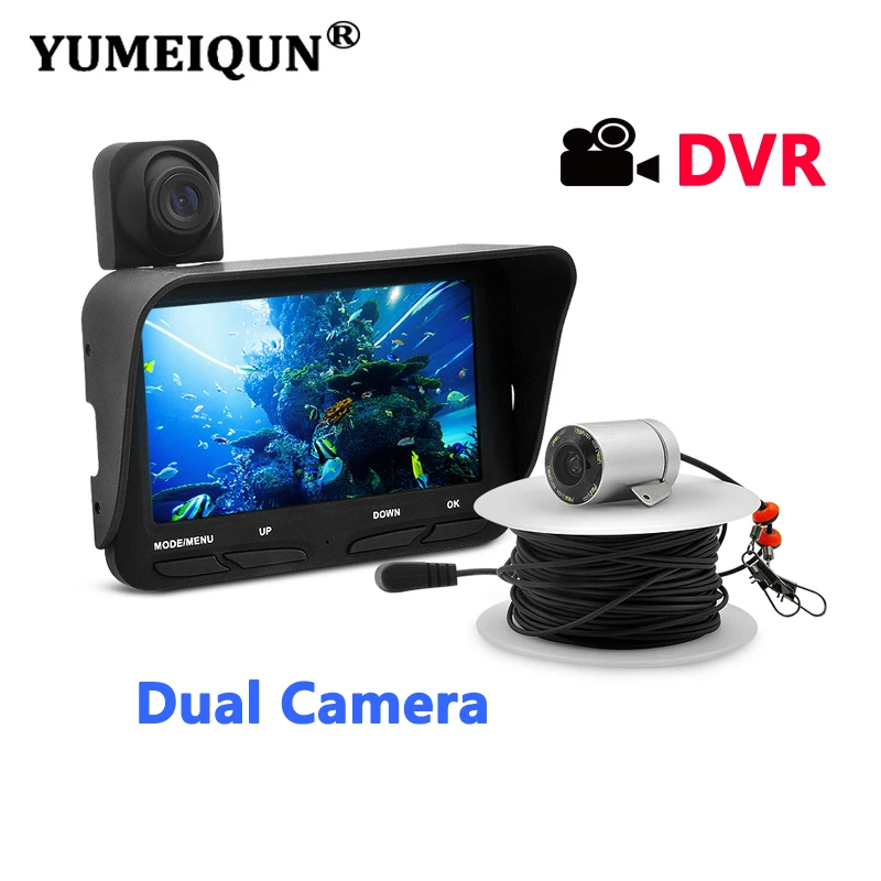 

YUMEIQUN 4.3'' Dual Video Camera For Fishing Underwater Fish Finder Camera Waterproof HD Fishfinder Camera Recording Function