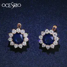 OCESRIO, роскошные серьги-гвоздики с кристаллами в виде цветка, золото 585, Королевский синий цвет, с покрытием, австрийский кубический цирконий, золотые ювелирные изделия для женщин, ers-j50