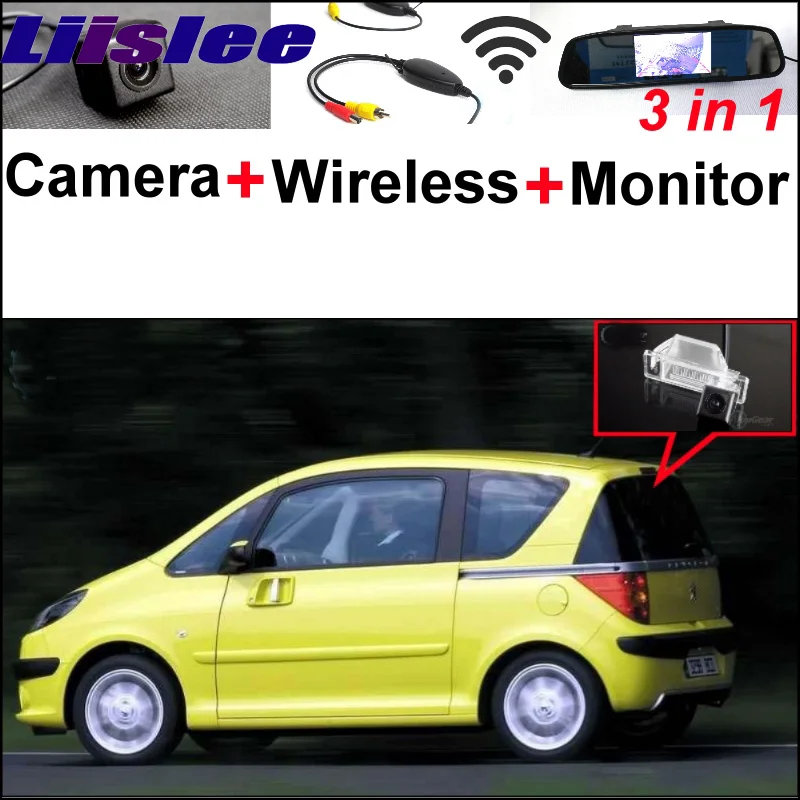 

3 in1 Special Camera + Wireless Receiver + Mirror Monitor Easy DIY Back Up Parking System For Peugeot 106 1007 207 207CC