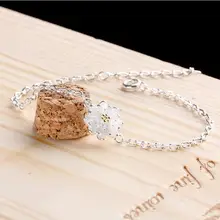 Серебряный браслет, темперамент, милая леди, цветы лотоса, ручная работа, высокое качество, модные ювелирные изделия,, длина цепи 19 см