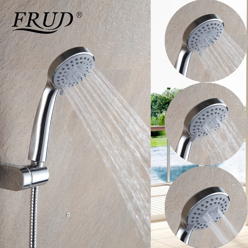 

FRUD Shower Head Water Saving Round ABS Chrome Booster Bath Shower High Pressure Handheld Hand Shower banheiro Douche F01
