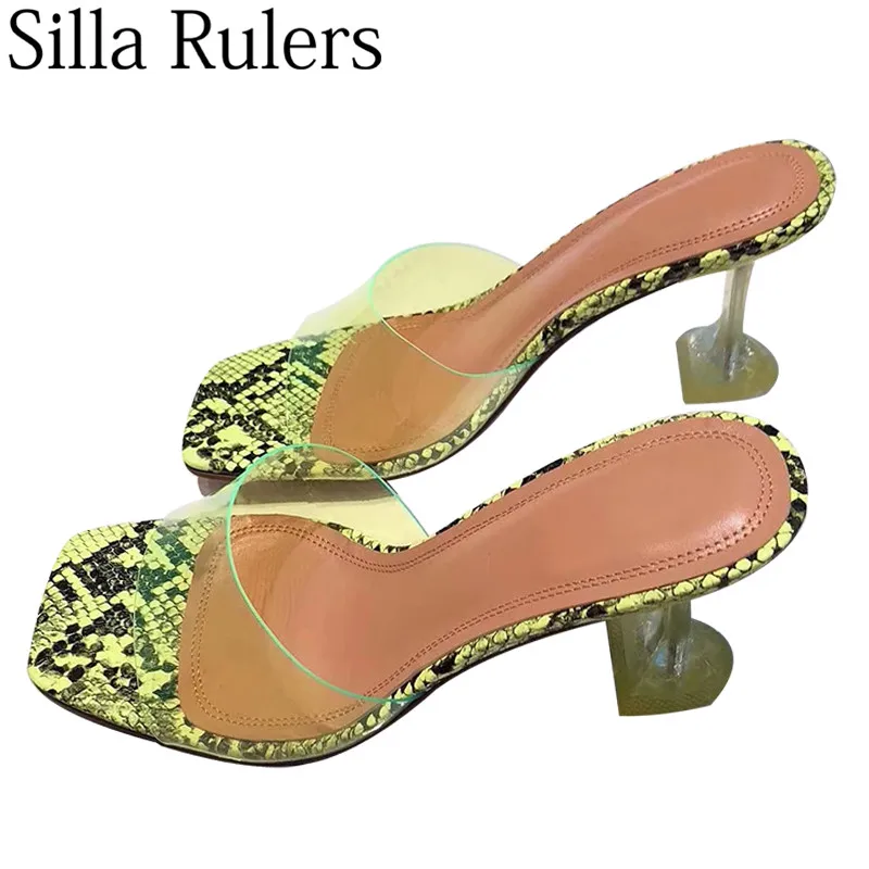 

2019 new summer ladies PVC peep toe slippers wine glass slippers women fluorescent crystal closed toe mules sandals for woman
