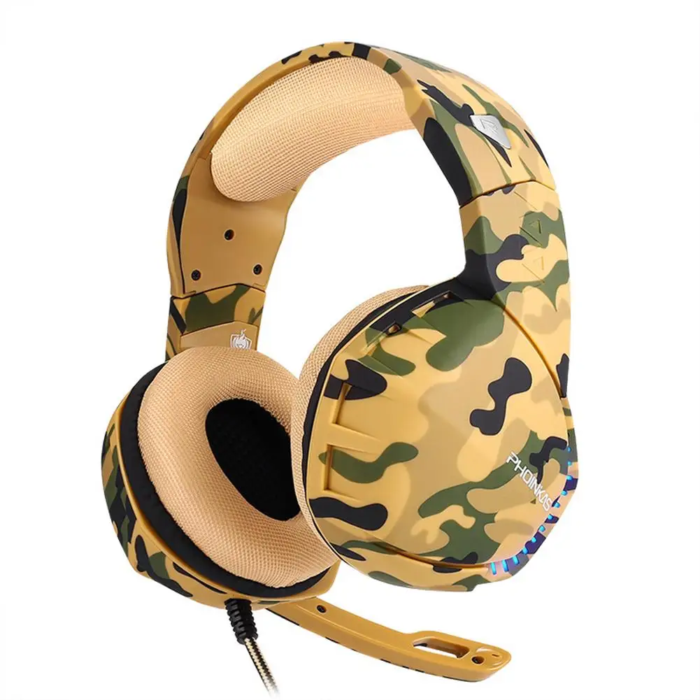 

Head-mounted desert camouflage gaming headset 4D surround sound headset for PS4 Xbox One PC Mac with LED light omnidirectional p