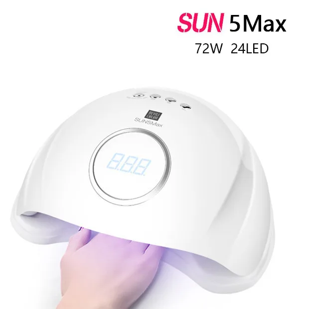 

SUN5 Plus UV LED Lamp Nail Dryer 72W 24 Leds Curing All Gel Polish Quick Bottom 10s/30s/60s/99s Timer LCD Display Nail Dryer