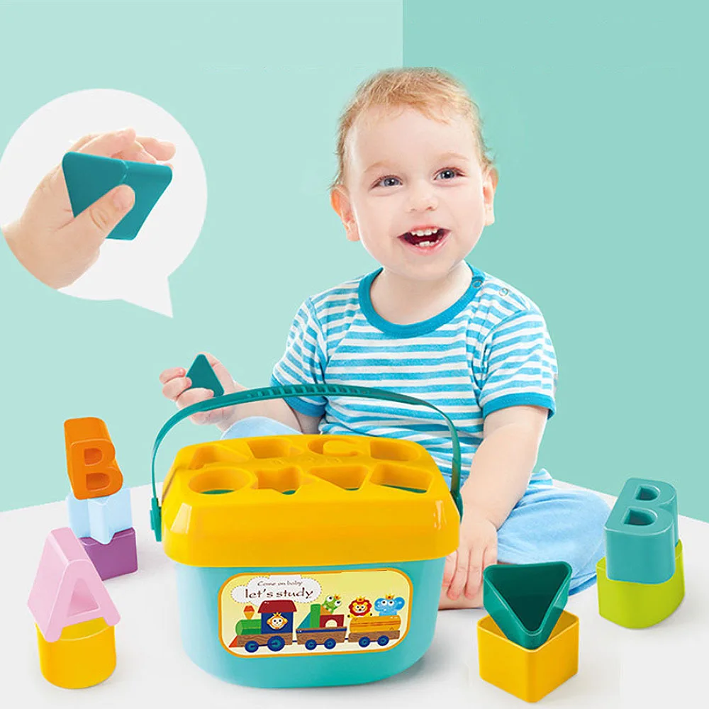 16 blocks Colorful Baby Square Building Matching Blocks Assembled Model Intelligence Sorting Box Educational Building Block 3