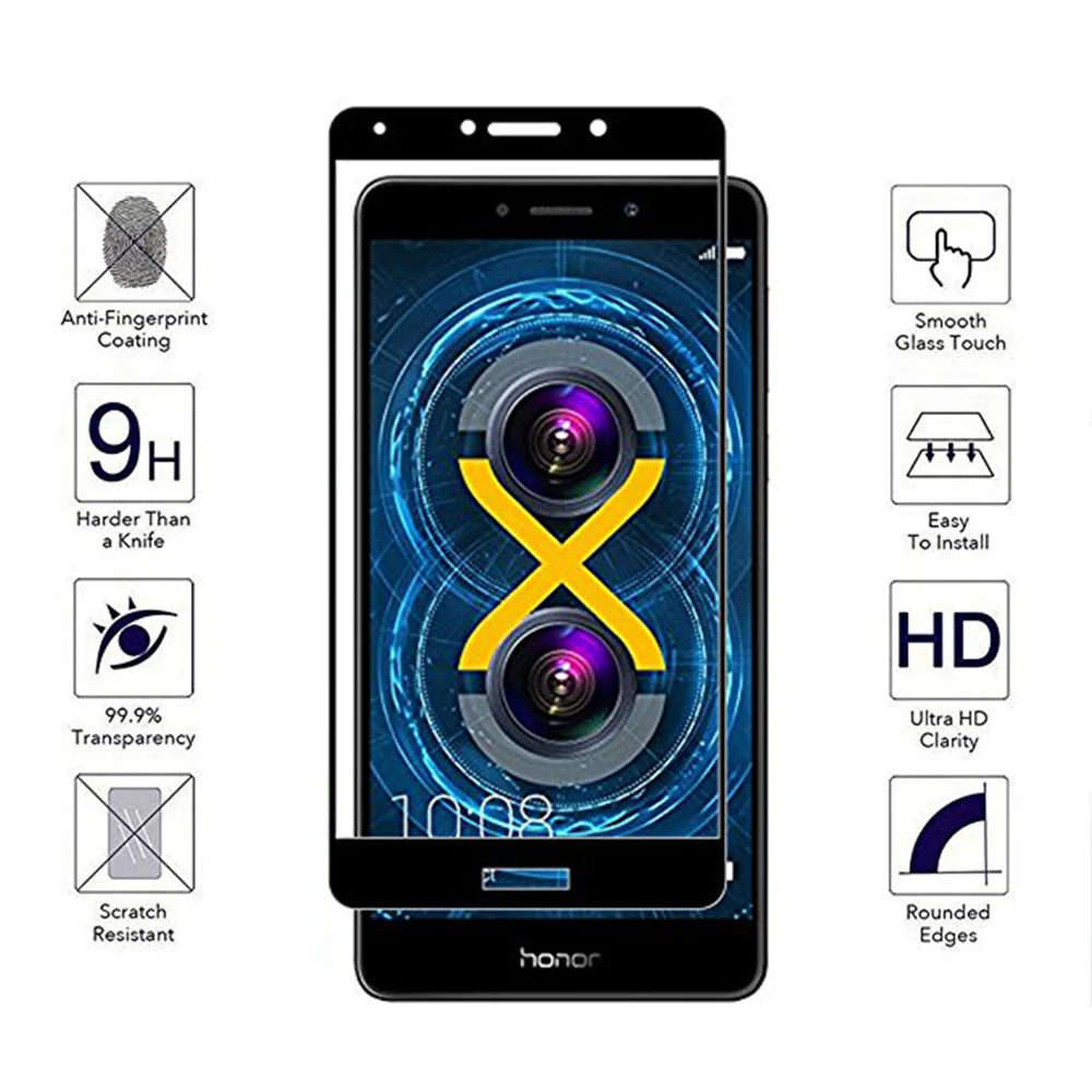 Закаленное стекло для телефона Huawei Honor 6X полное покрытие Защита экрана Honor6X GR5 2017
