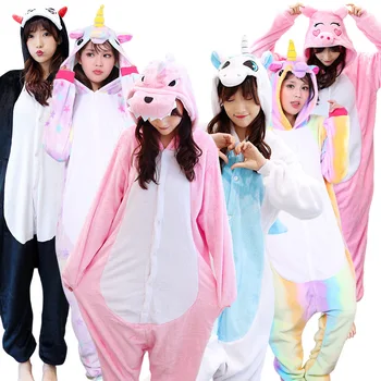

2019 New Animal Onesie With Slippers Women Men Pajama Overall Cartoon Anime Pokemon Bear One Piece Flannel Kigurumi Funny Suit
