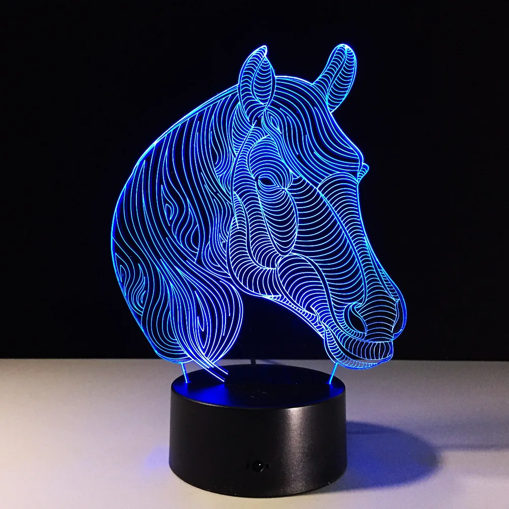 

USB Novelty Gifts 7 Colors Changing Animal Horse Led Night Lights 3D LED Desk Table Lamp as Home Decoration P25