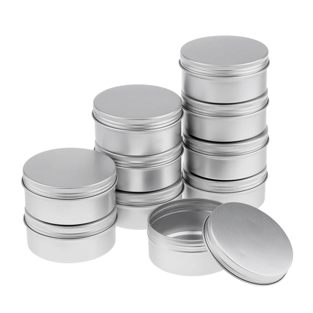 10x 150ml Round Aluminum Cosmetics Cream Empty Lip Balm Containers Jars Tin