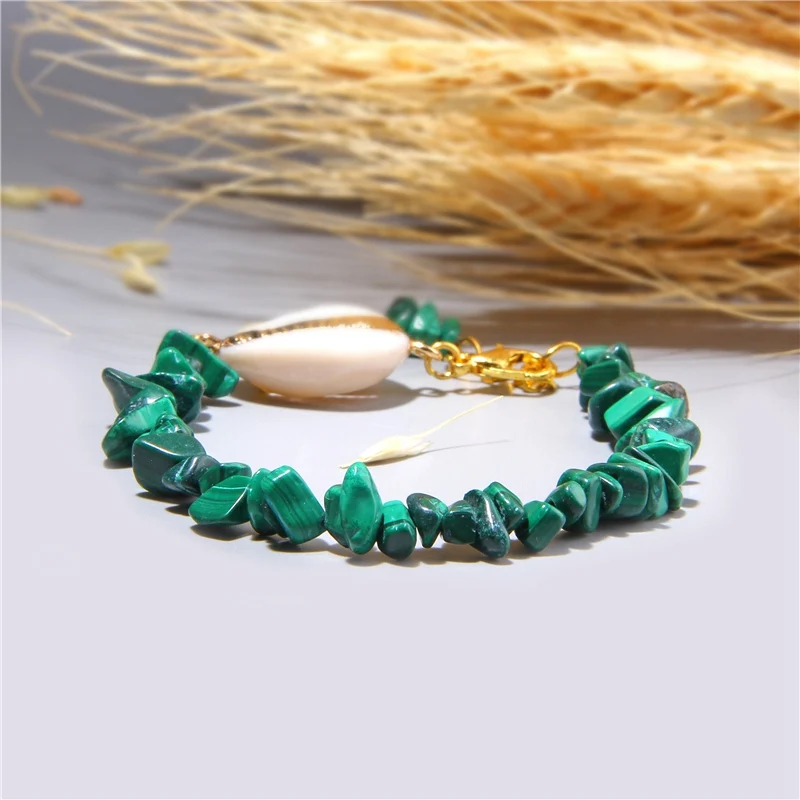 Cowrie Shell Bracelet Natural Stone Chips Crystal Seashell Hand Chain Bracelet for Women Femme Beach Jewelry Bohemian