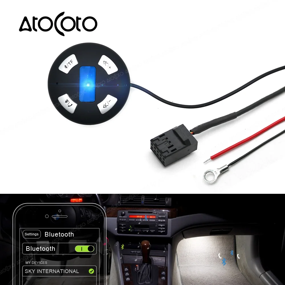 

Bluetooth Car Kit 10 Pin Plug Module AUX Receiver Adapter for BMW E46 3 Series CD Radio Wireless TF Card Audio Input Hand Free