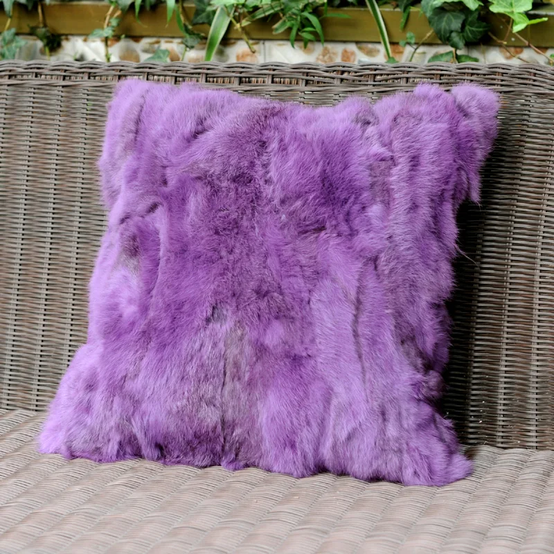 

Free Shipping CX-D-17 Fancy Real Rabbit Fur Patchwork Cheap Design Cushion Case