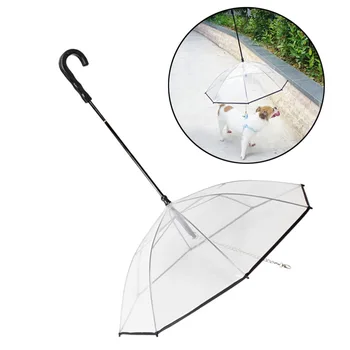 

Pet Dog Umbrella With Leash Easy View Transparent Folding Puppy Umbrella for Small Dogs Puppies Provide Protection from Rain