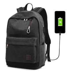 Для мужчин внешний зарядка через usb рюкзак холст рюкзак мужской Mochila Escolar мальчиков рюкзак для ноутбука школьные сумки рюкзак для подростков