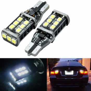 

2Pcs Car T10 canbus led W16W 921 LED CANBUS T10 15led 2835smd Chip LED High Power Light Bulbs Compatible with T10 W5W Canbus