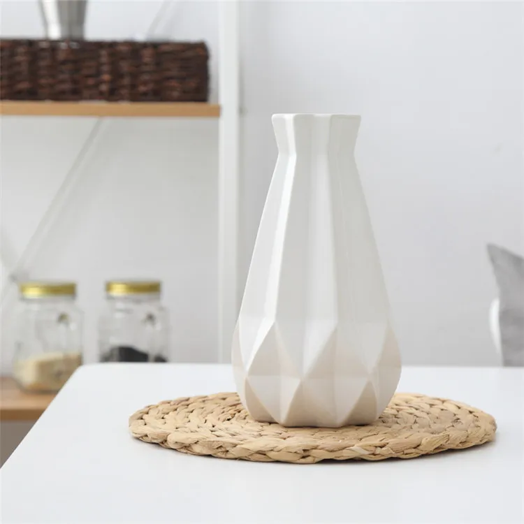 Европейская короткая матовая Алмазная фарфоровая ваза, современная модная керамическая ваза для цветов, для кабинета, прихожей, дома, свадебного украшения, Прямая поставка - Цвет: Big White
