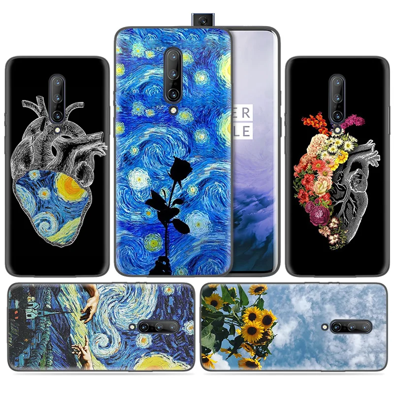 

Silicone Case for Oneplus 1+ 7 Pro 7Pro 6T 6 5G Black Dark Coque Shell Cell Phone Cover Mobile Bags Black Dark Painting Van Gogh