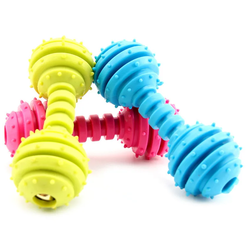 TPR Rubber Thorn Barbell Shape Pet Toy Dog Cat Chew Molar Toy Bite