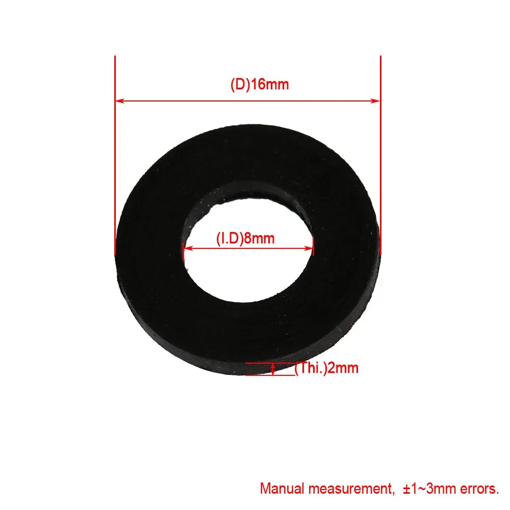 100 قطع 16x8x2 ملليمتر الأسود المطاط جولة شكل طوقا شقة المطاط غسالة ختم للسيارات السباكة محرك كهربائي