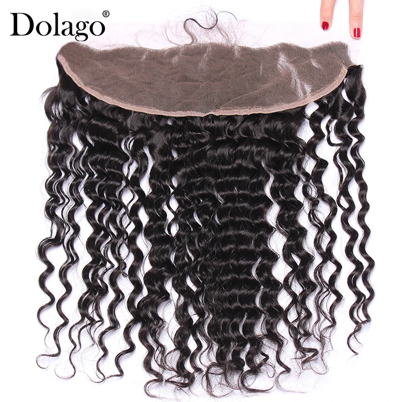 13x4 Lace Frontal Closure With Baby Hair Deep Wave Closure Brazilian Hair Pre Plucked 100% Human Remy Hair Dolago
