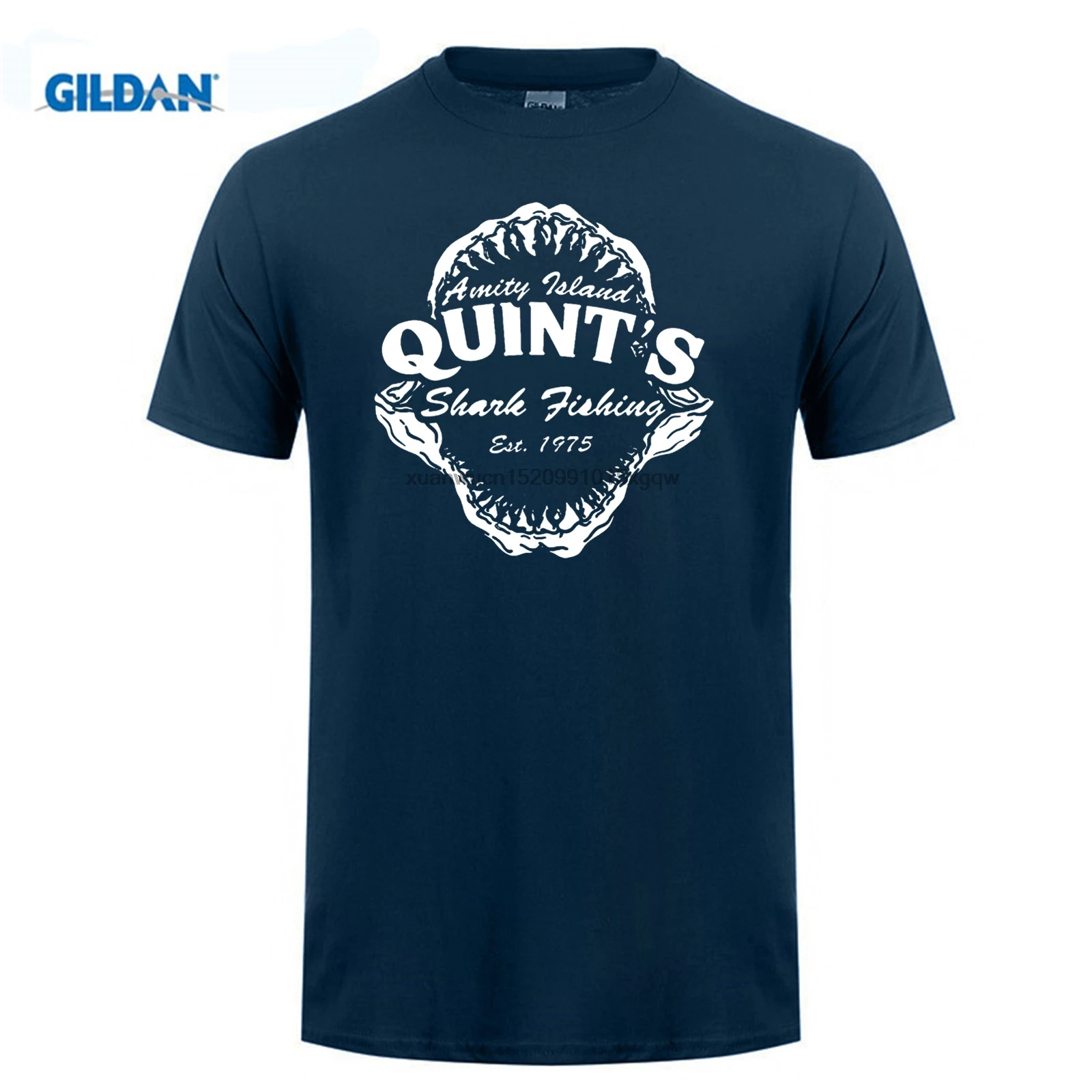 GILDAN Quints Fishinger Shark Jaws футболки на день рождения для папы отца мужские черные крутая