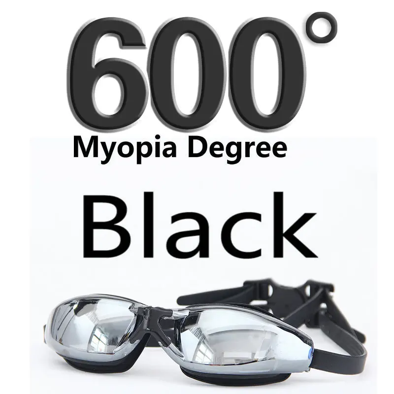 Мужские Женские Профессиональный близорукость Плавание ming очки для взрослых Водонепроницаемый гальванических Анти-туман УФ-защита Плавание очки - Цвет: Myopia 600 Black