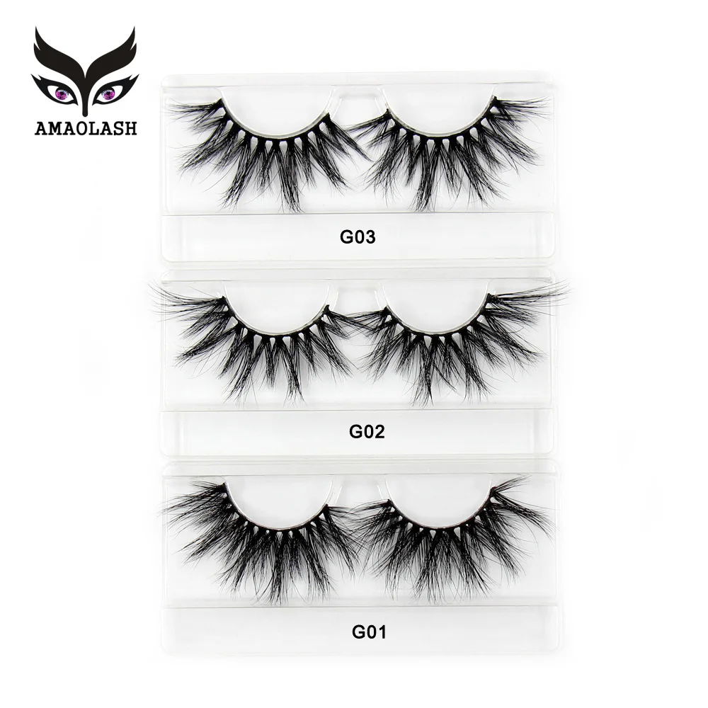 AMAOLASH 25mm Eyelashes 5D Mink Lashes Thick Crisscross False Eyelashes Fluffy Dramatic Eyelashes Makeup Soft Lashes 38 Styles