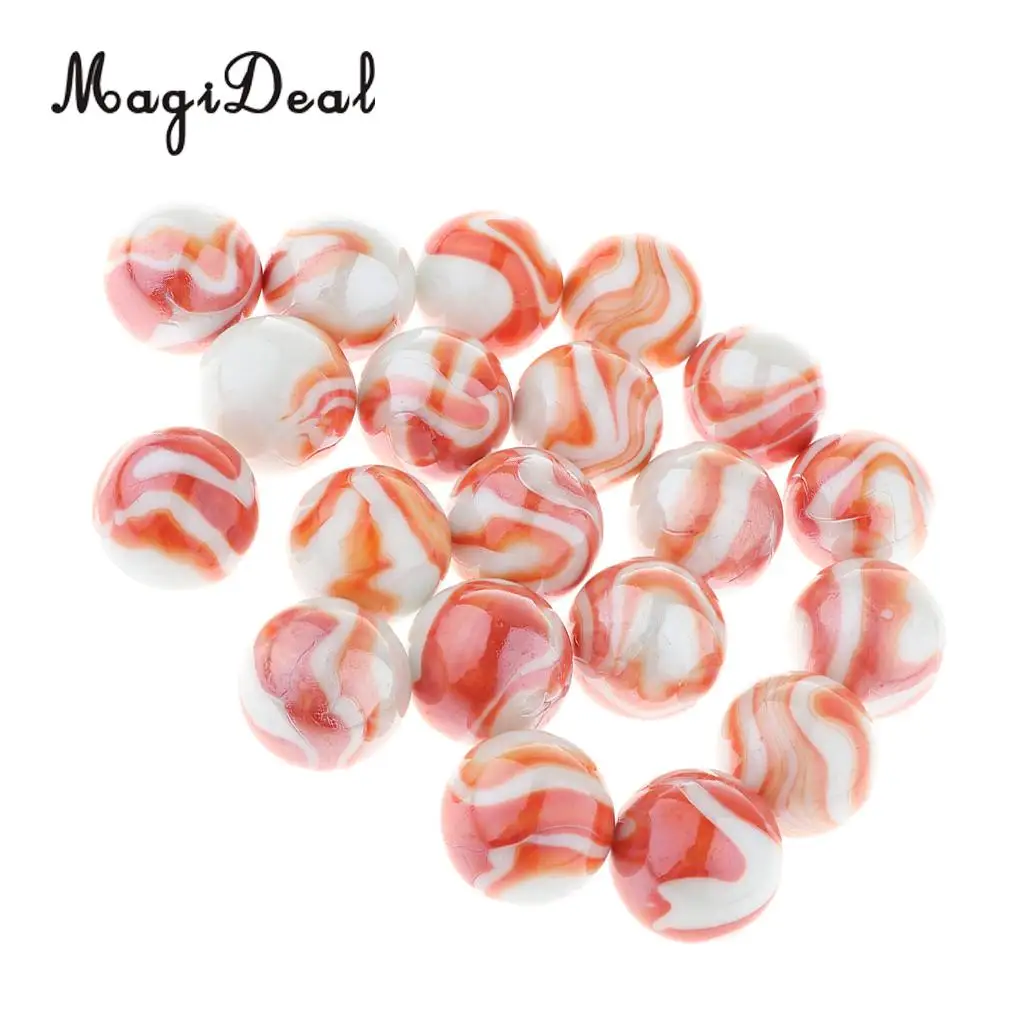 20pcs 25mm Floral Stripes Glass Marbles, Kids Marble Run Game, Marble Solitaire Toy Accs Vase Filler & Fish Tank Home Decor