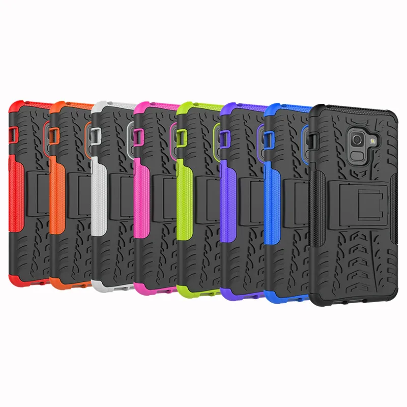 Silicon + Plastic 2 in 1 Dual Layer Shockproof Stand Phone Protection Case Cover For Samsung Galaxy A8 2018 A530 A530F | Мобильные