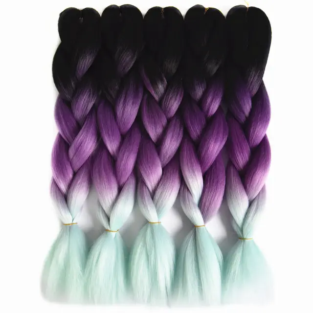 Feilimei Three/Two Tone Colored Crochet Braids Kanekalon Hair 24(60cm) 100g/pc Synthetic Ombre Jumbo Braiding Hair Extensions -
