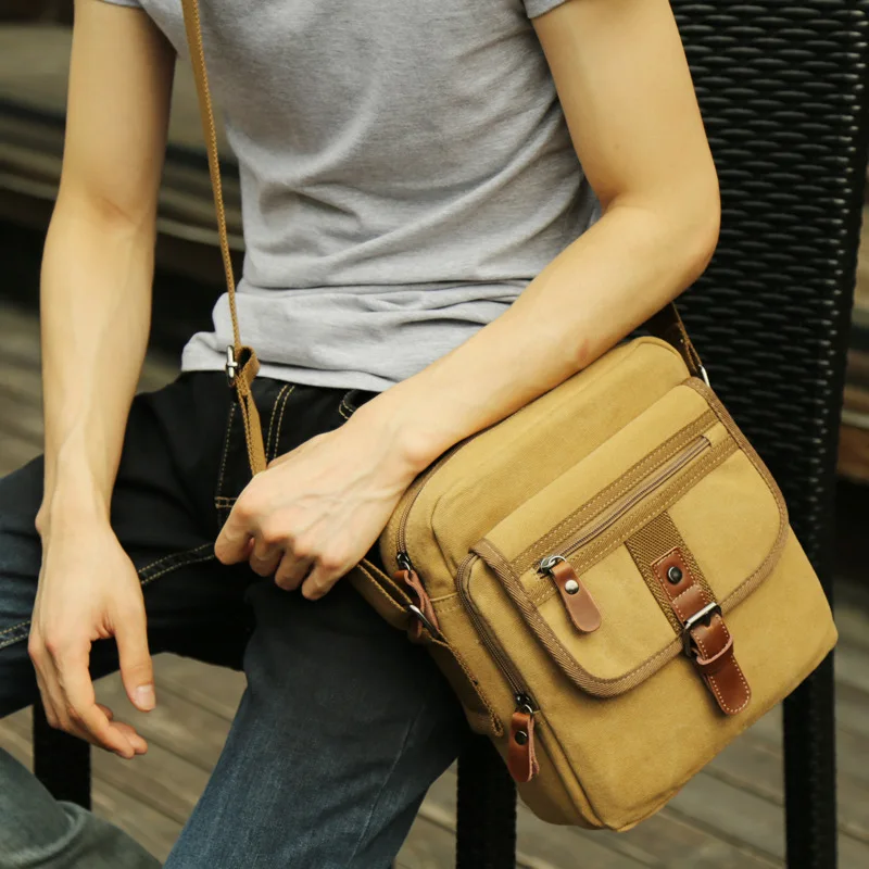 

Ruil Men Canvas Bags New Multifunction Crossbody Bag Retro Handbags Travel Shoulder Messenger Bags Leisure Package