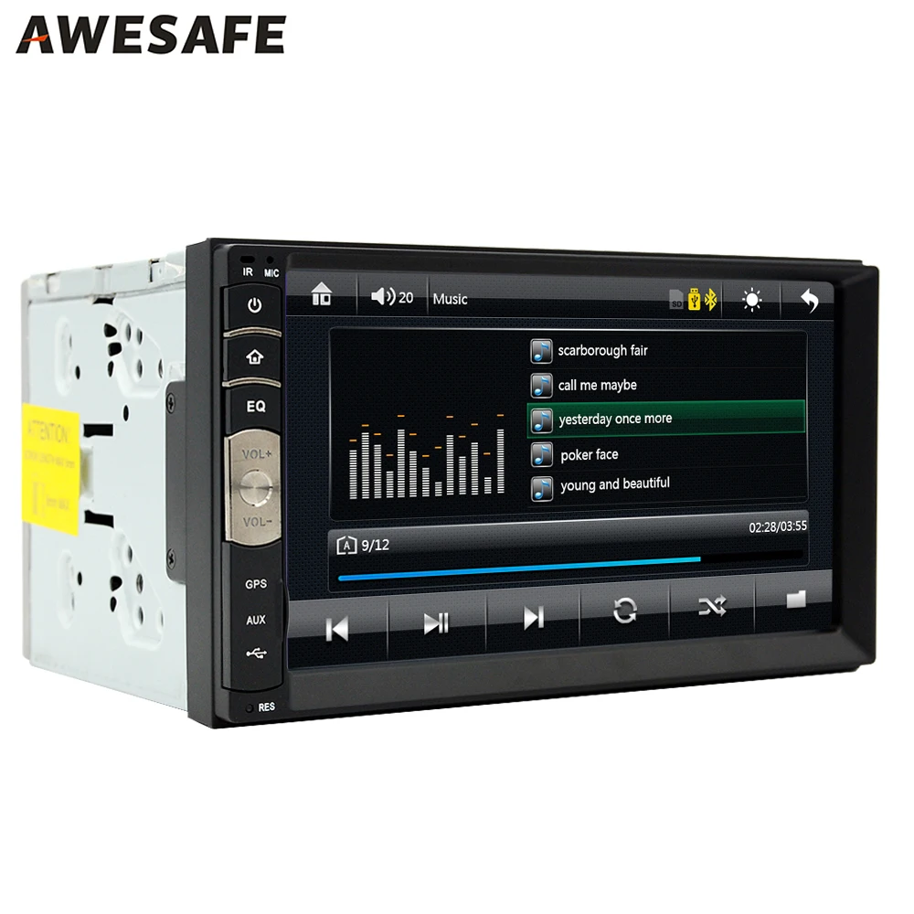 AWESAFE 7" 2 din Car DVD GPS radio player Universal Bluetooth double