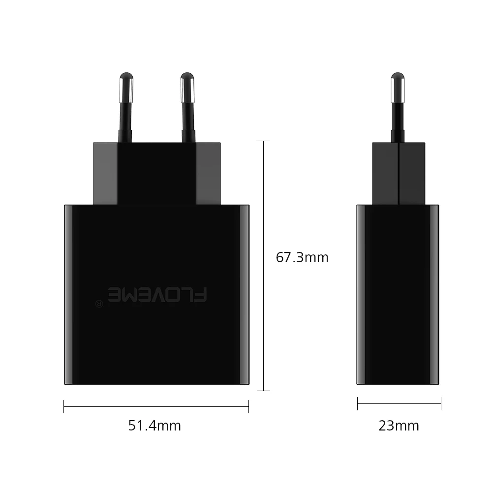 USB зарядное устройство FLOVEME Быстрая быстрая зарядка 3 порта светодиодный дисплей ЕС/США штекер Макс 5 в 2.4A мобильный телефон Смарт зарядное устройство для iPhone ноутбук зарядное устройство